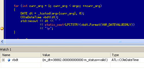 Debugger view before